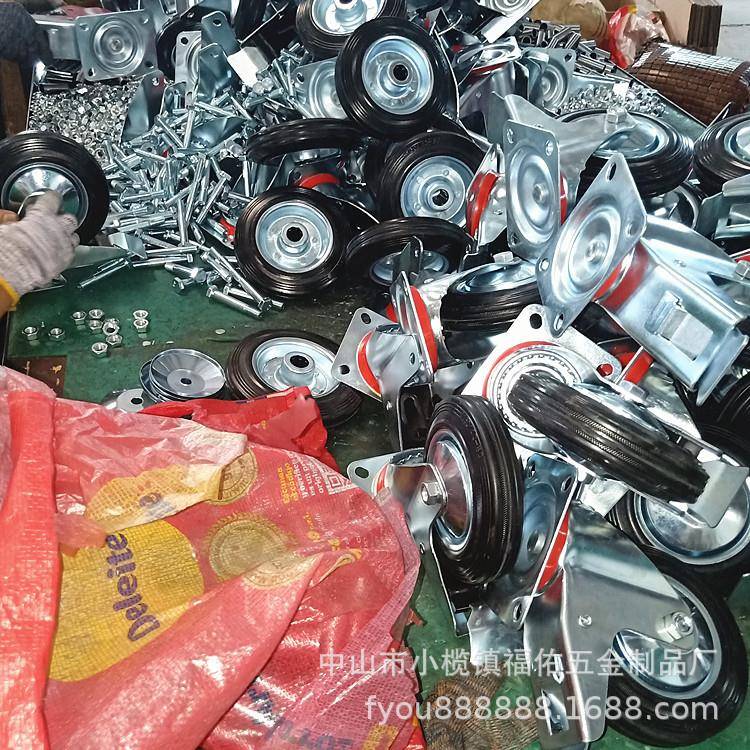 3寸4寸5寸静音万向脚轮轻型拉车弹力轱辘手推平板车工业橡胶轮子