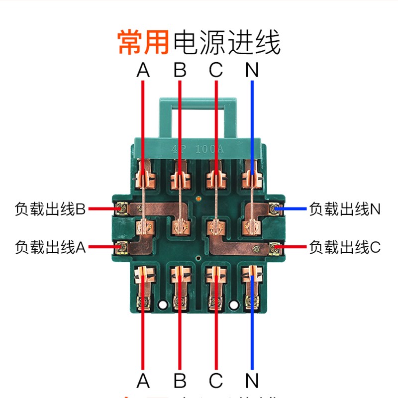 双投倒顺闸刀王开关4P100A三相四线双电源切换双向转换刀闸380V