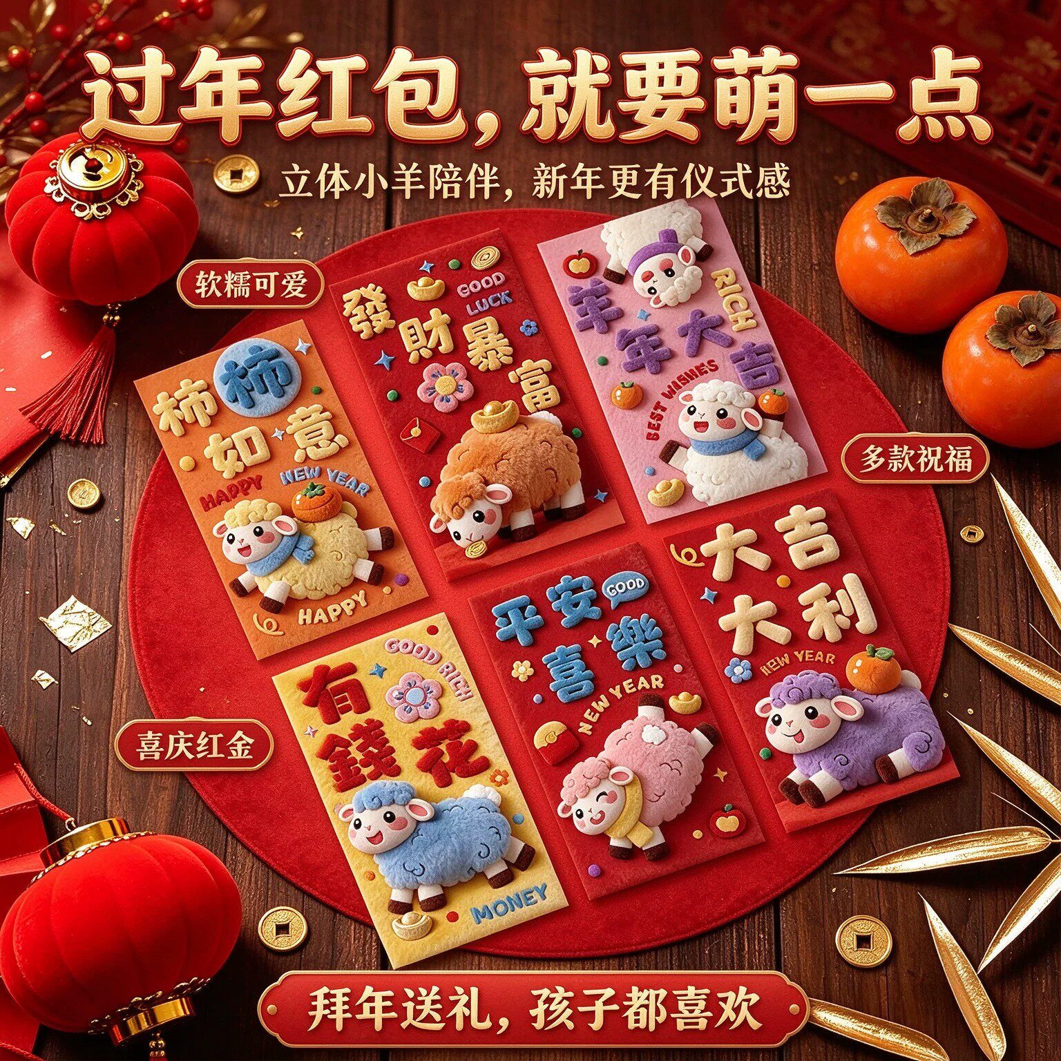 2027羊年立体小羊红包利是封