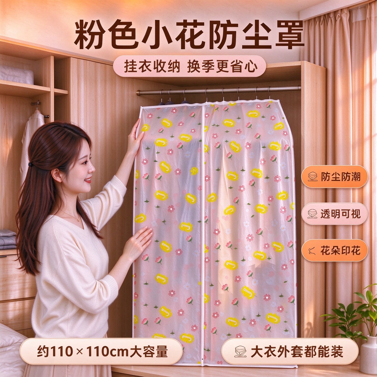 透明加厚防水立体衣柜防尘罩