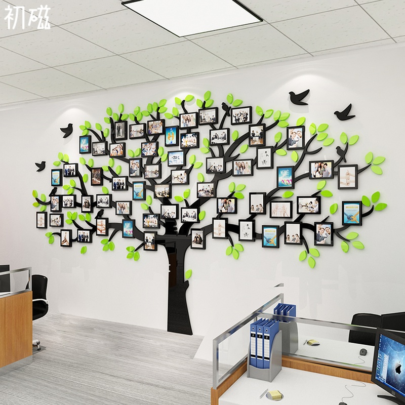 大树照片墙亚克力办公室装饰幼儿园墙面贴画3d立体相框企业文化墙图片