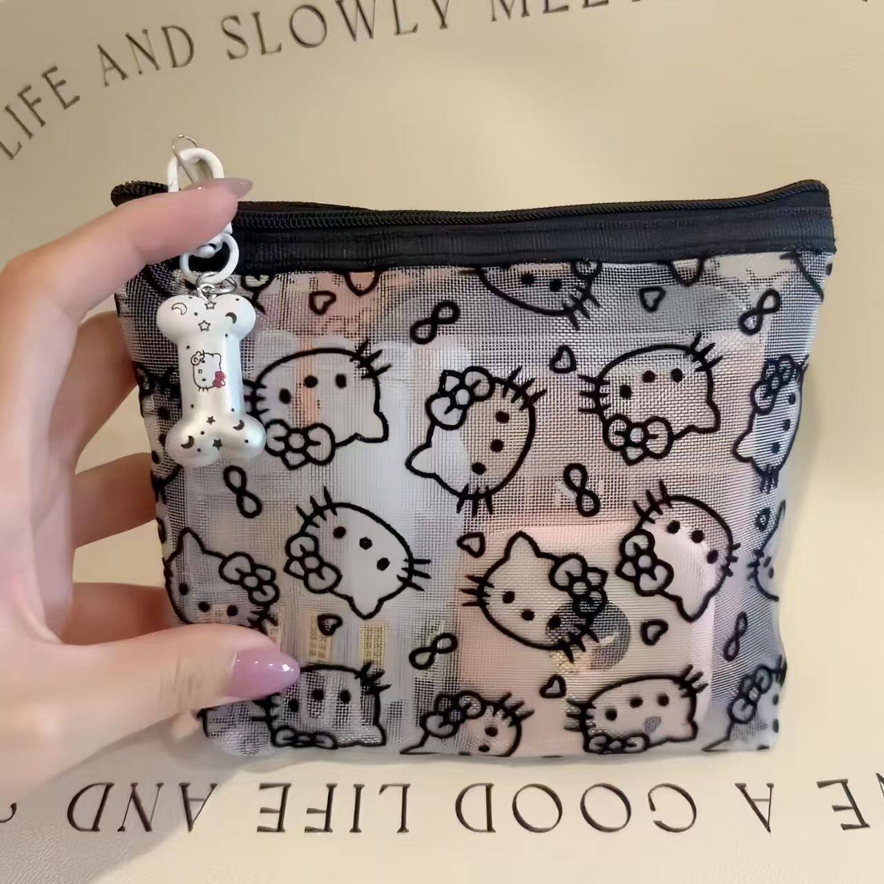 可爱Kitty网纱便携补妆包