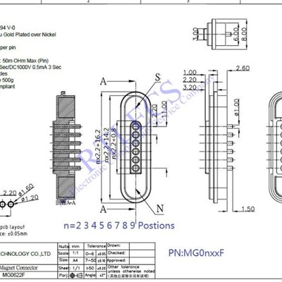 POGO PIN 弹簧顶针 磁吸 连接器 2 3 4 5 6 7 8 9P 2.2 mm 公母座