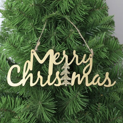 2021圣诞装饰品圣诞字牌木质字母镂空英文挂牌橱窗圣诞树装饰挂件