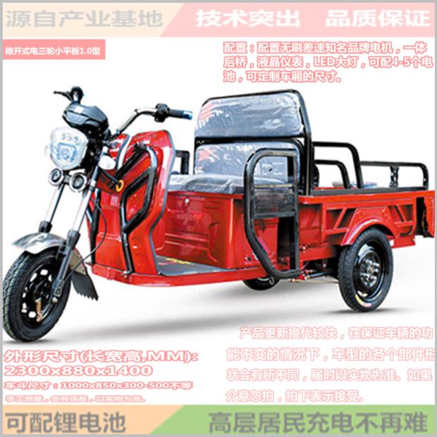 可载客和货运农用可加长电三轮车货车载货拉货电动平板1.0米新款