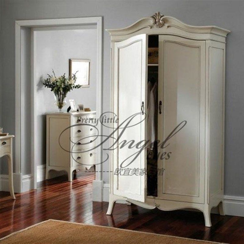欧式实木雕花双门衣柜 法式整体组合大白色三门衣柜 两门衣橱