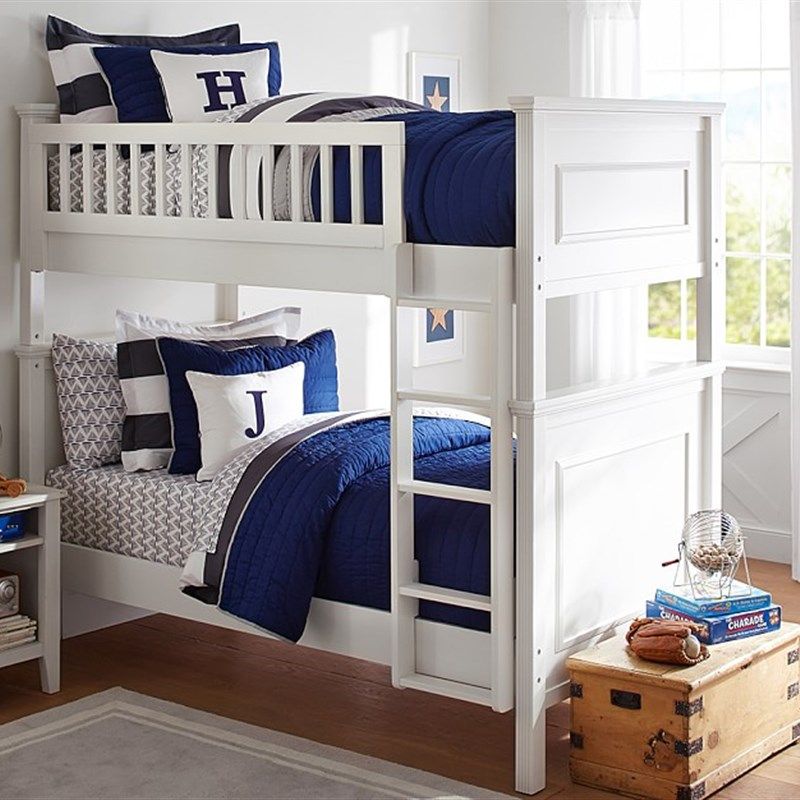美式实木家具儿童高低床双胞胎小户型两层上下田园白色子母床定制