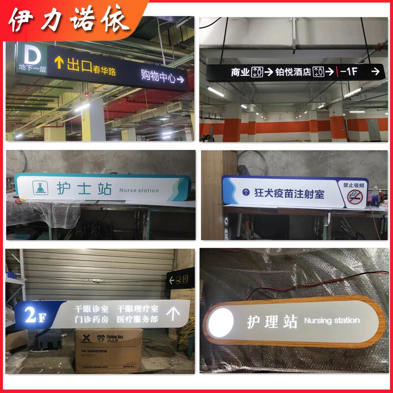 伊力地下停车场商场超市医院护士站吊牌灯箱悬挂双面发光指示牌