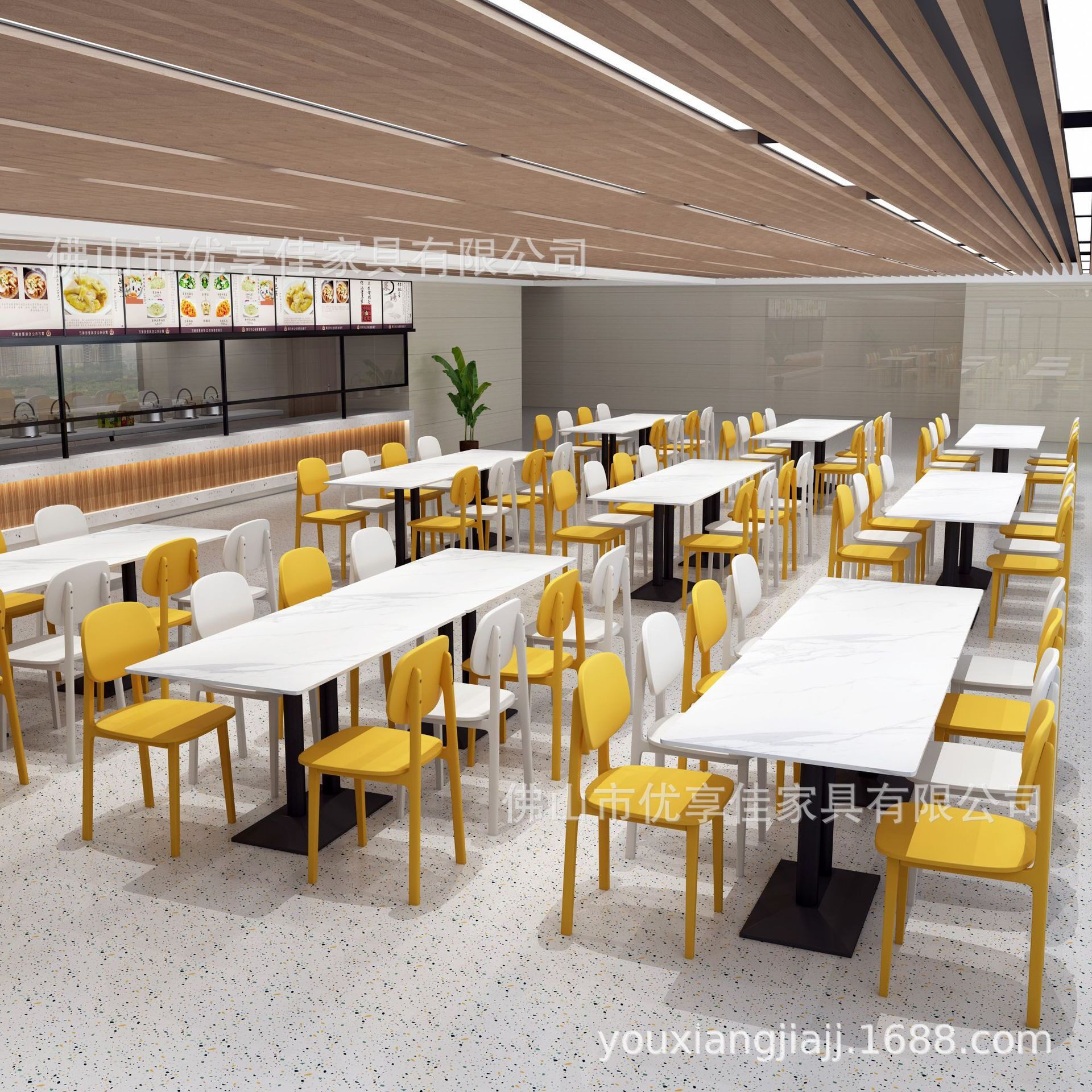 快餐小吃店面馆汉堡店餐桌椅学校食堂工厂饭堂桌椅四人位经济型