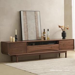 黑胡桃木全实木电视柜简约北欧客厅墙柜茶几组合小户型地柜家居