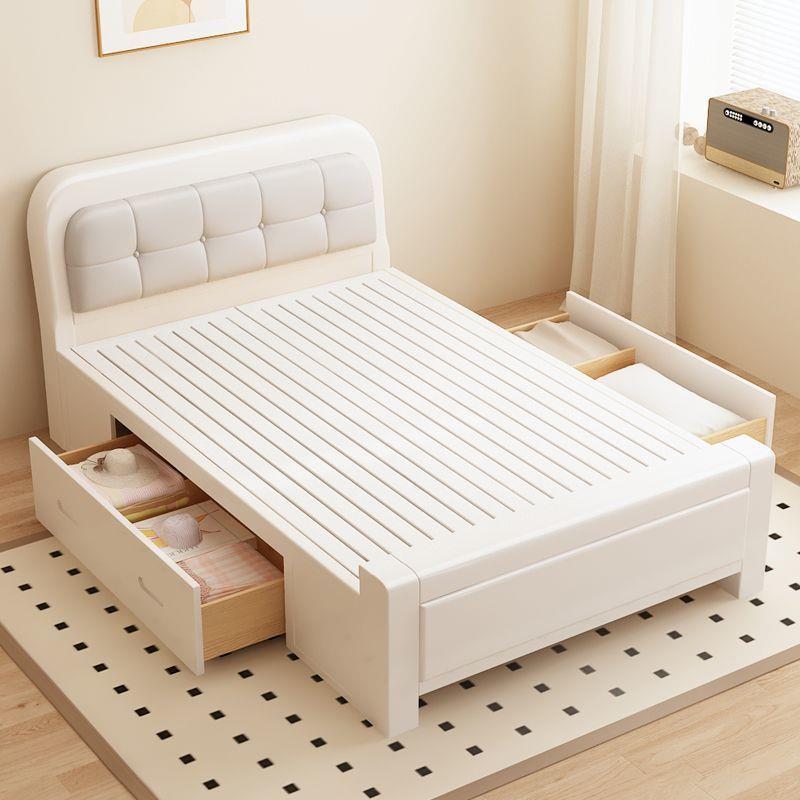 实木床1m1.2米单人床白色奶油风小床小户型简约儿童次卧软包床