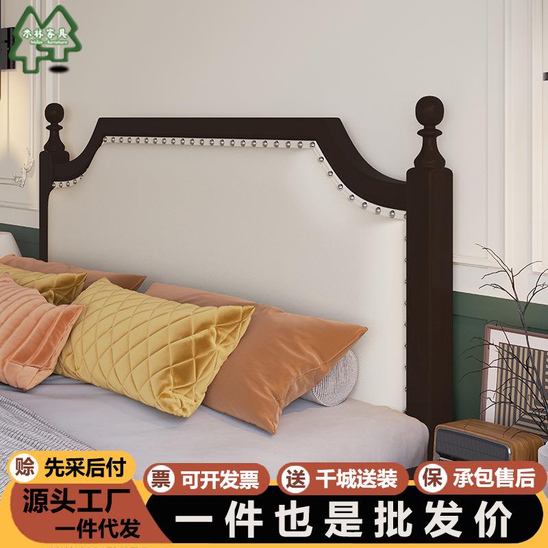 美式复古实木床主卧双人大床1m5现代简约1米8轻奢软包储物婚床