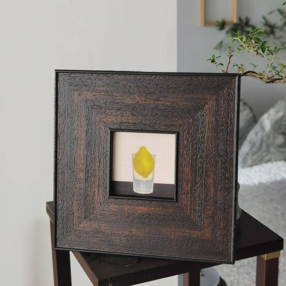 一颗柠檬创意小众挂画复古油画现代装饰画=中式艺术中古感画框