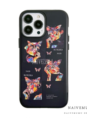 原创小众韩国进口菲林适用苹果17promax手机壳iphone16不会撞新款防摔5艺术冷淡风高级ins潮牌二合一蝴蝶女孩