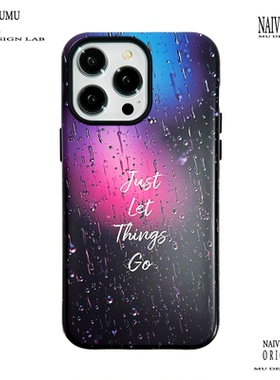 原创小众韩国进口菲林适用苹果17promax手机壳iphone16不会撞新款防摔15简约艺术设计师蓝红色二合一过去雨点