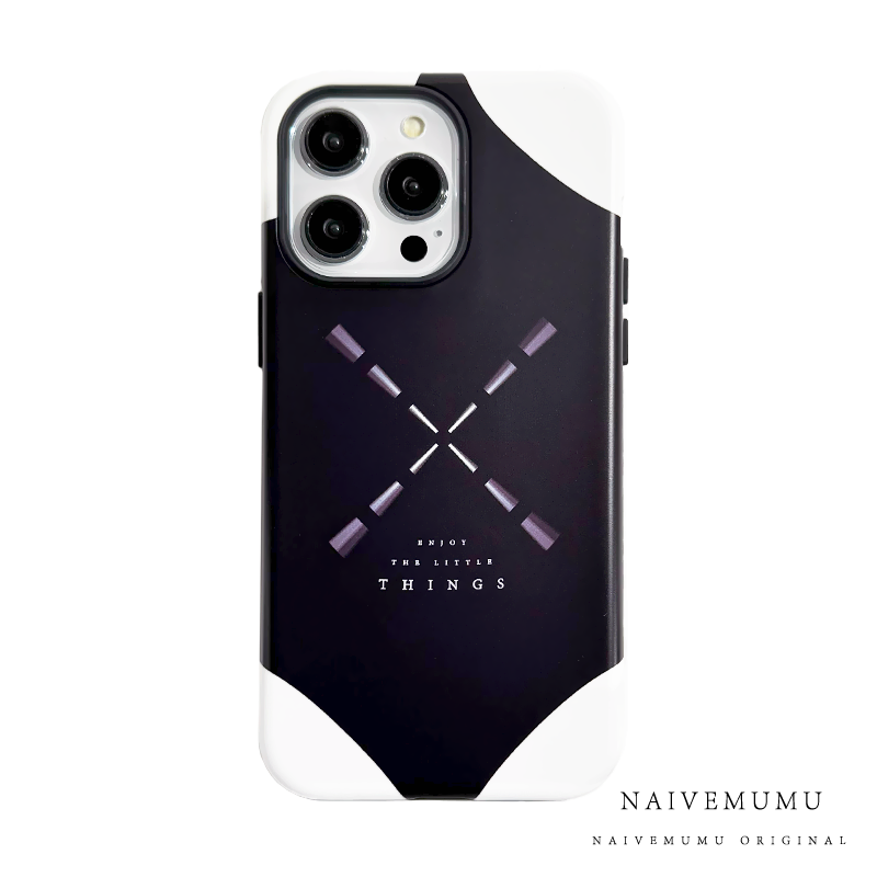 原创小众韩国进口菲林适用苹果17promax手机壳iphone16不会撞新款全包5艺术简约高级感ins黑白情侣二合一十字