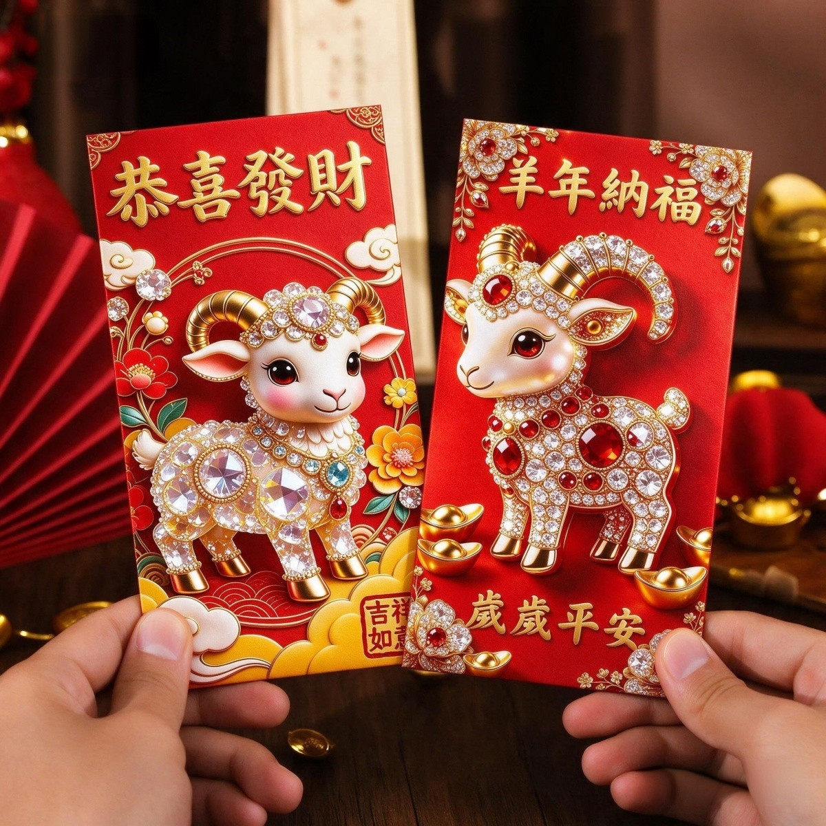 2027羊年高档彩印立体利是封