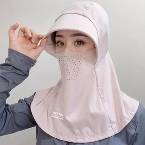 遮阳帽子女夏季防晒帽防紫外线户外骑行遮全脸面罩太阳帽冰丝头套
