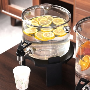 大容量玻璃冷水壶带龙头酒店凉水桶罐豆浆茶饮料果汁瓶餐厅夏新款