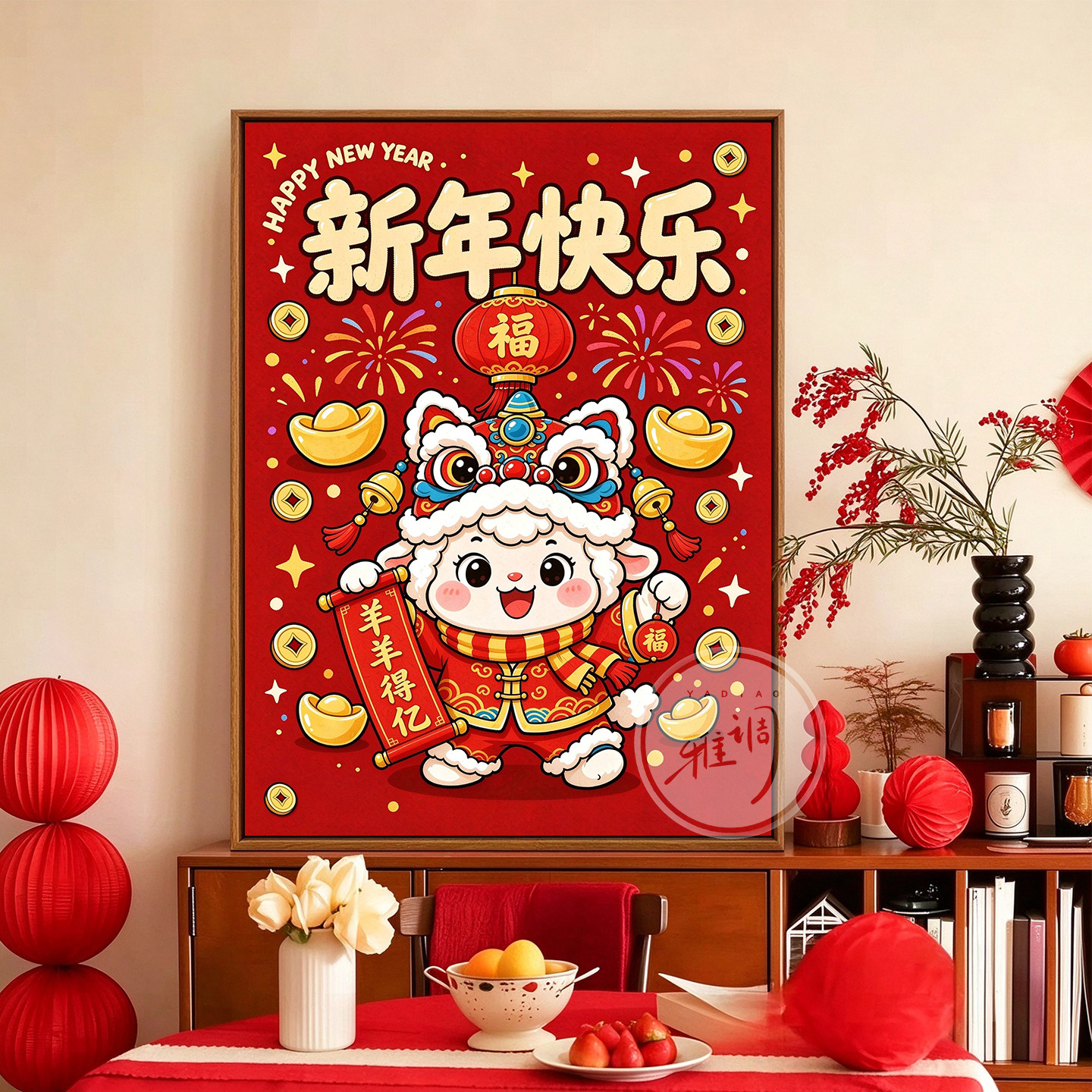雅调羊年大吉diy数字油画材料包