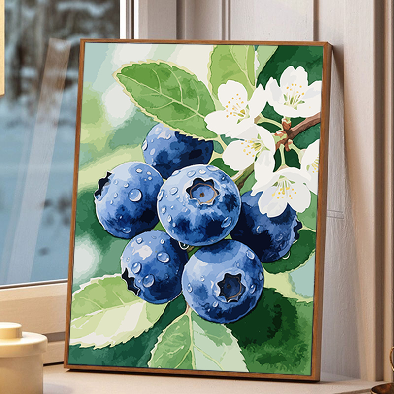 高级餐厅装饰画-diy水果景物数字油画填色手绘解压成人手工装饰画图片