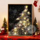 灯光圣诞树DIY立体肌理画手绘填色数字油画节日氛围感温馨装 饰画