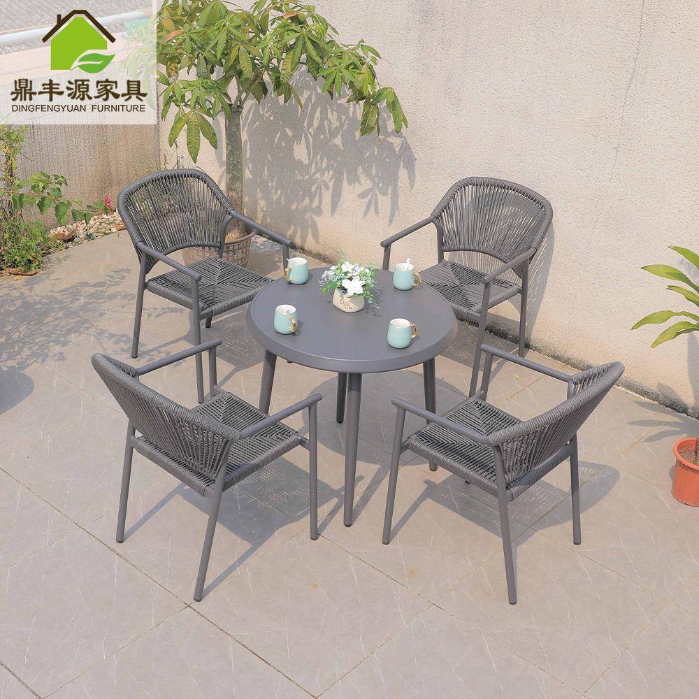 户外庭院新款手工编藤椅阳台花园公园咖啡店酒吧桌椅户外