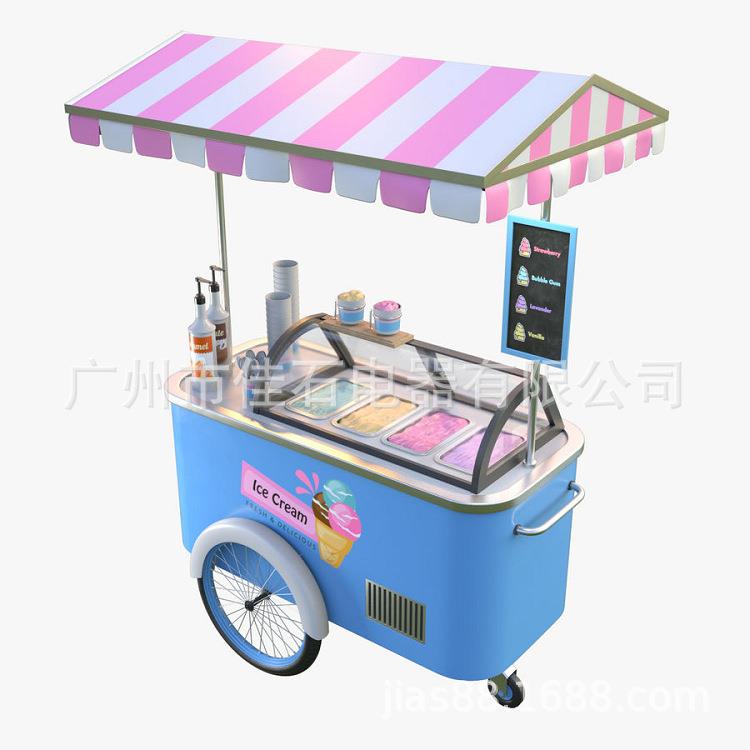 厂家供应雪糕流动手推车gelatocart110V户外冰淇淋餐车