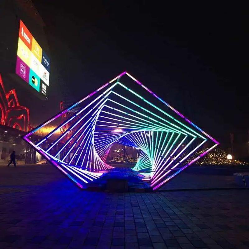 景区场景网红打卡夜景亮化拱门造型时光门RGB商场美陈时光隧道灯