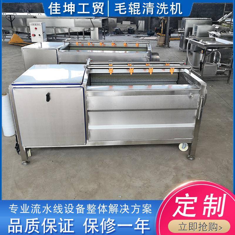 供应小龙虾海参鲍鱼毛刷清洗机毛辊清洗设备不锈钢毛辊清洗机
