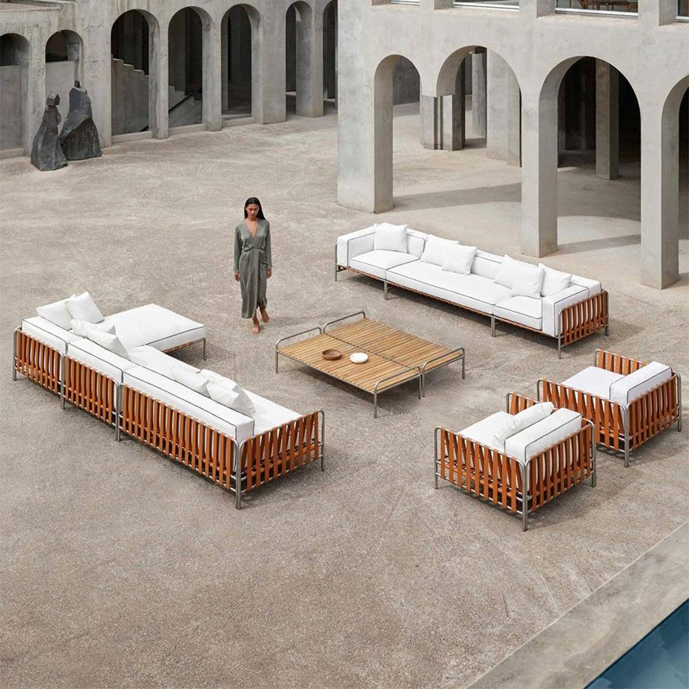 户外防雨晒不锈钢别墅藤编沙发庭院花园简约露天阳台家具茶几组合