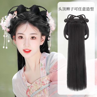 汉服假发古风懒人一体式古装头饰明制假发髻盘发发包发箍全头套女