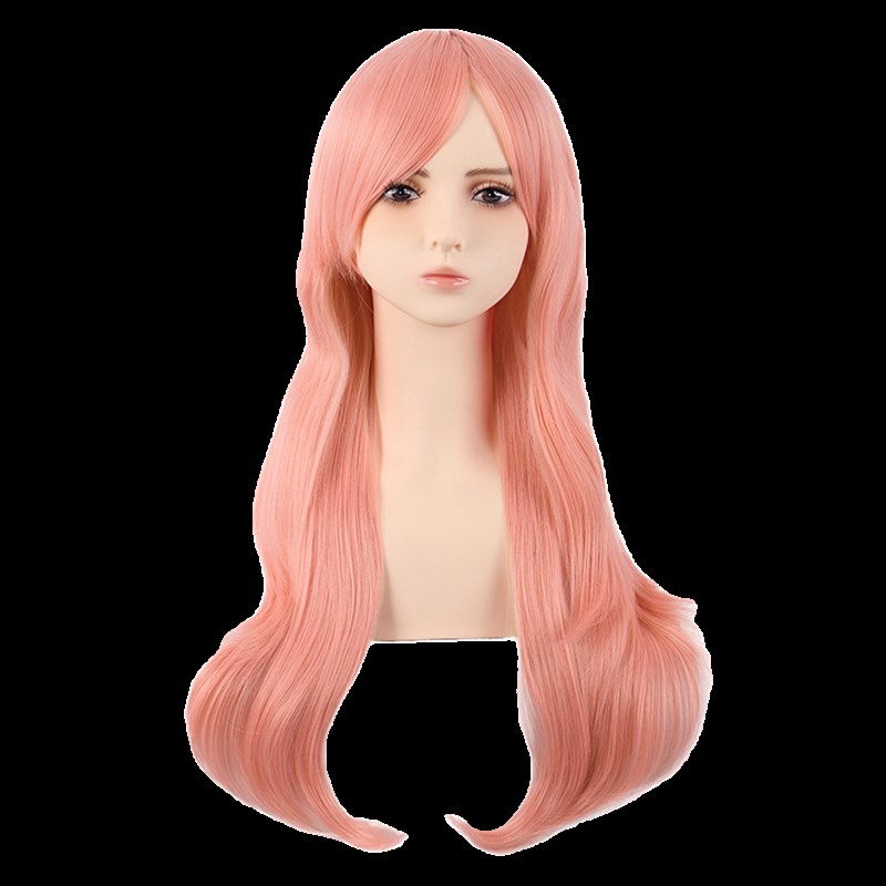 潼漫 cos假发女微卷长发动漫高温丝橙粉橘粉色斜刘海万用70cm头套