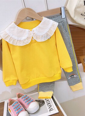 【原37.99现19.99】儿童可爱甜美时尚长袖上衣时尚舒适休闲裤套装