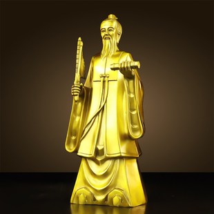 纯黄铜姜太公钓鱼摆件鱼缸姜子牙铜像姜太公在此百无禁忌家居饰品