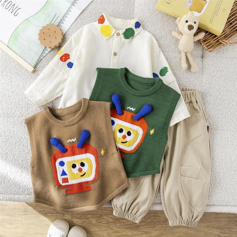 男童套装春秋款2025新款儿童洋气宝宝春季毛衣马甲三件套小童衣服,童装/婴儿装/亲子装,套装,淘宝优惠券,粉丝福利购,淘宝优惠卷