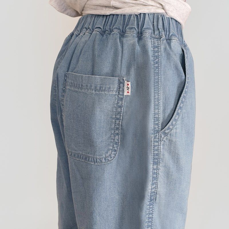 强推!薄款宽松柔软牛仔七分裤男童女童松紧腰夏季中大童中裤短裤