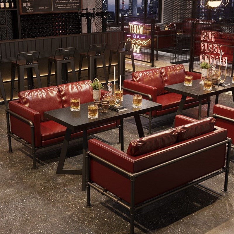 工业风桌椅组合酒吧清吧火锅店西餐厅奶茶店咖啡厅复古沙发卡座
