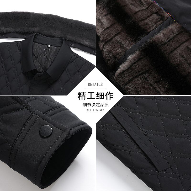 爸爸秋冬季棉衣中年男士冬装外套50岁60老人爷爷加绒加厚保暖棉服