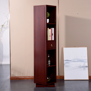 实木全身镜 家用全身落地镜 卧室多功能旋转穿衣镜收纳柜新中式