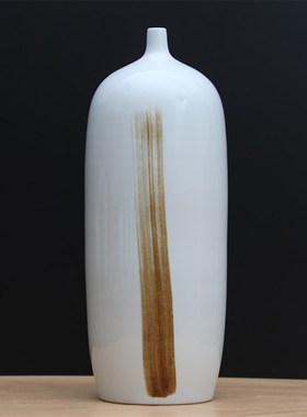 新中式陶瓷白色花瓶细口样板房软装摆件简美酒店售楼处花器摆设品