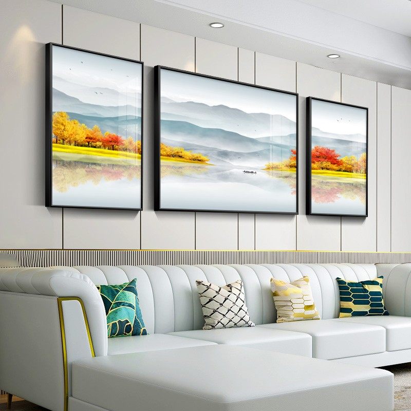 沙发背景墙装饰画大气高端客厅挂画轻奢三联画墙面晶瓷晶钻壁画,家居饰品,现代装饰画,淘宝优惠券,粉丝福利购,淘宝优惠卷