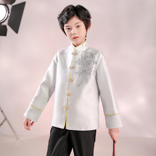 新款 儿童唐装 礼服套装 主持人演出服小男孩中国风古装 春款 男童中式
