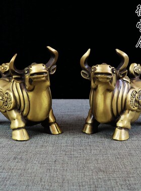 铜牛摆件纯铜牛金牛转乾坤家居摆件装饰办公室工艺品开业礼品一对