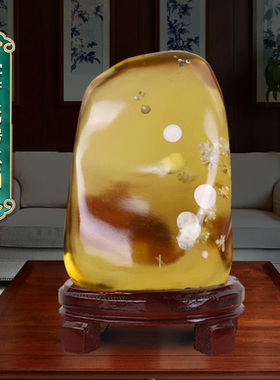 黄水晶原石摆件绿水晶琉璃室内观光石头客厅办公室装饰品开业礼品