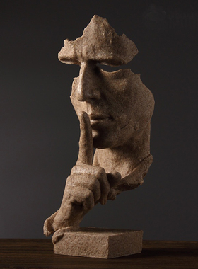 创意沉默是金抽象雕塑工艺品摆件复古办公室客厅艺术品装饰品摆设