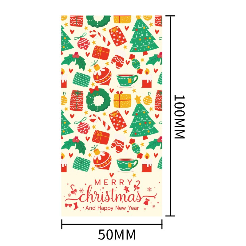 长方形圣诞节贴纸圣诞快乐主题礼盒包装密封标签新年礼物装饰贴画