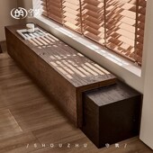 实木长条凳原木做旧复古商场服装 凳民宿电视柜创意坐凳 店休息换鞋