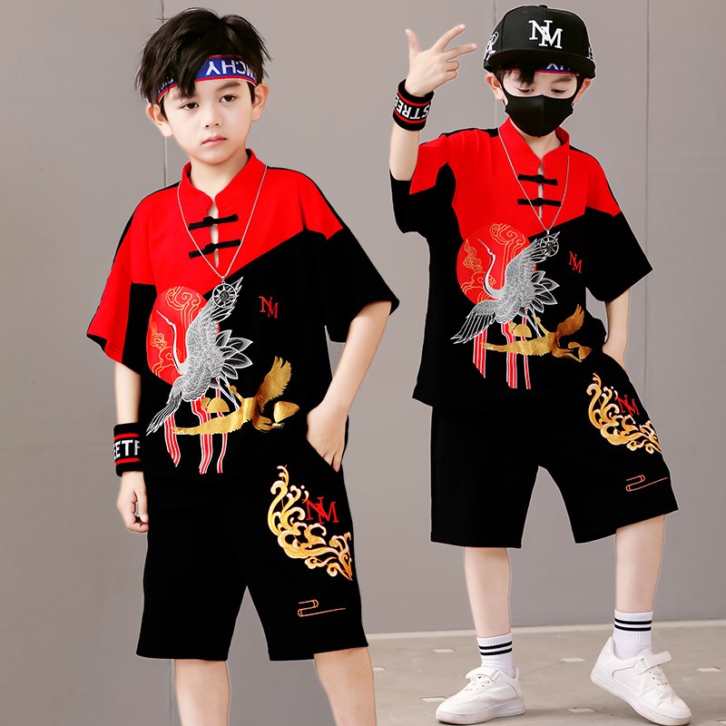 国风童装男童夏装套装唐装儿童演出服新中式古装汉服夏季民族服装