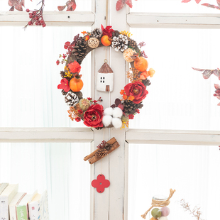 阿楹 乔迁新年装饰挂件办公室店里玻璃门电视背景墙红色年宵花环